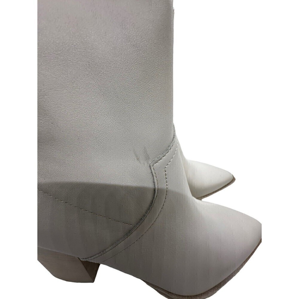 Steve Madden Cate Bone Leather Block Heel Pointed Toe Pull On Ankle Boot Size 10 - Picture 10 of 12